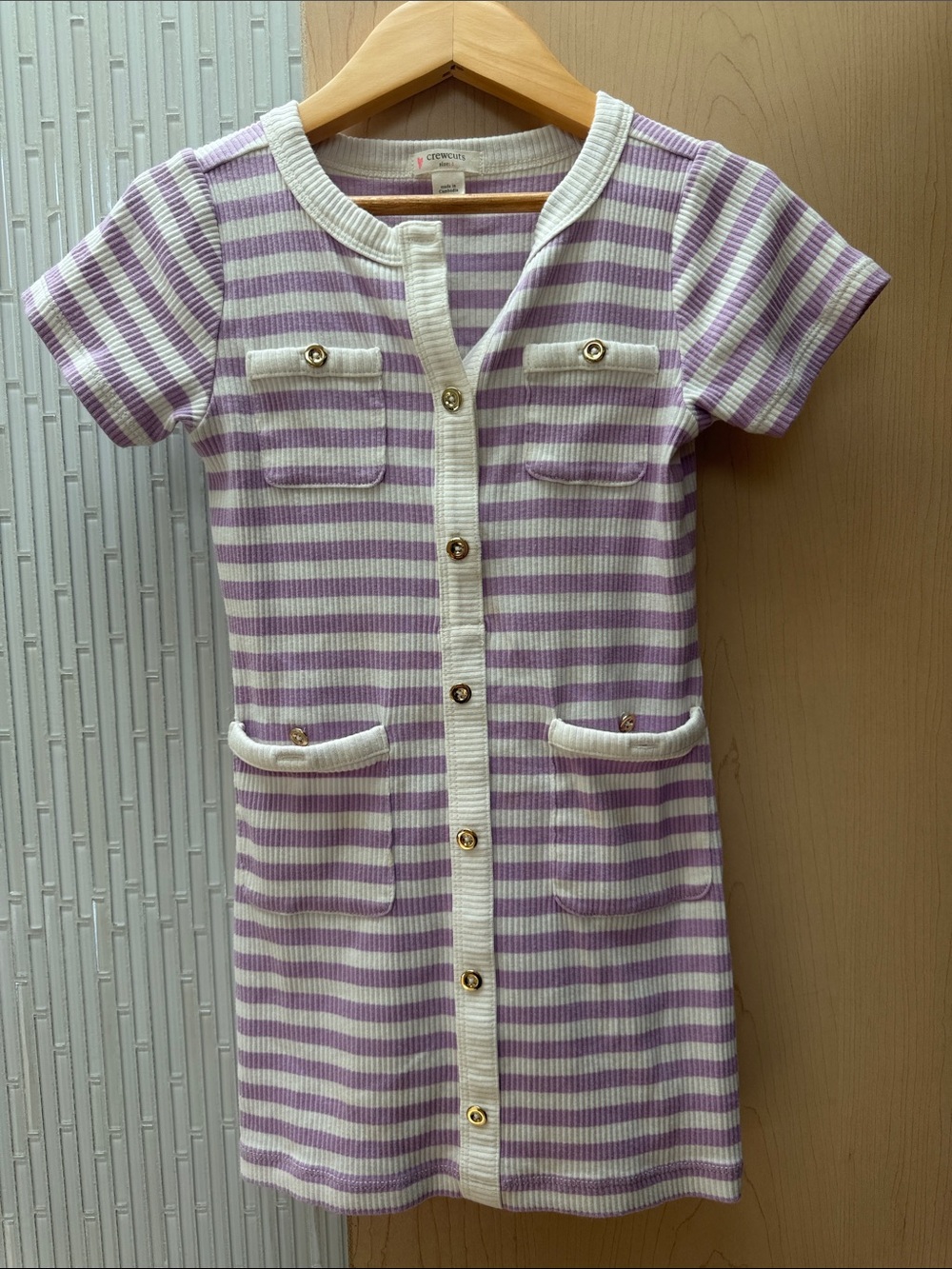 Striped ribbed knit sweater with button detail